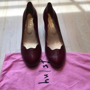 FSNY Burgundy Leather Block Heel